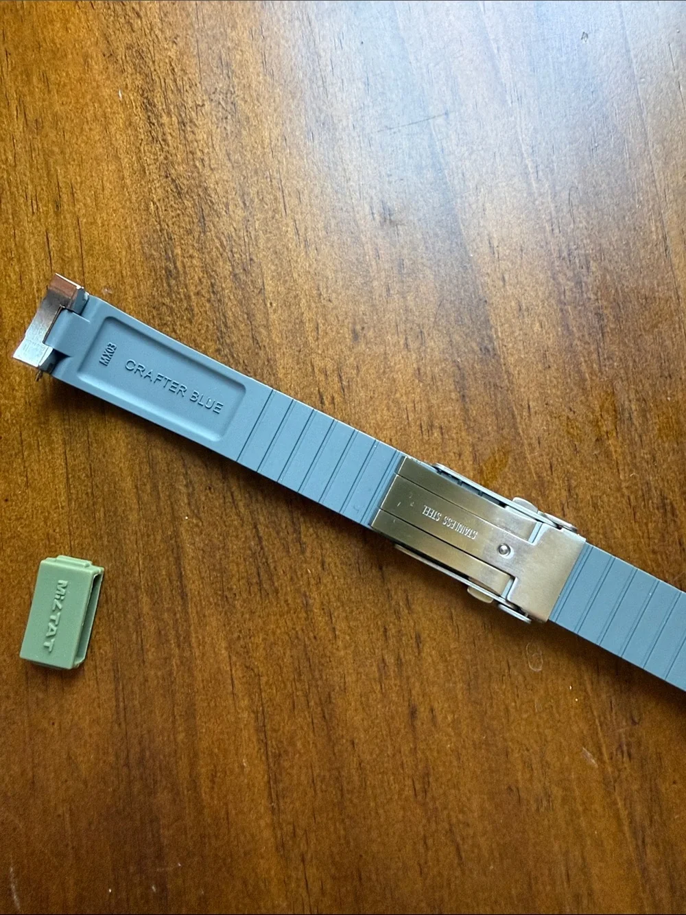 Rubber strap for Seiko Alpinist with solid stainless end links and spring bars
